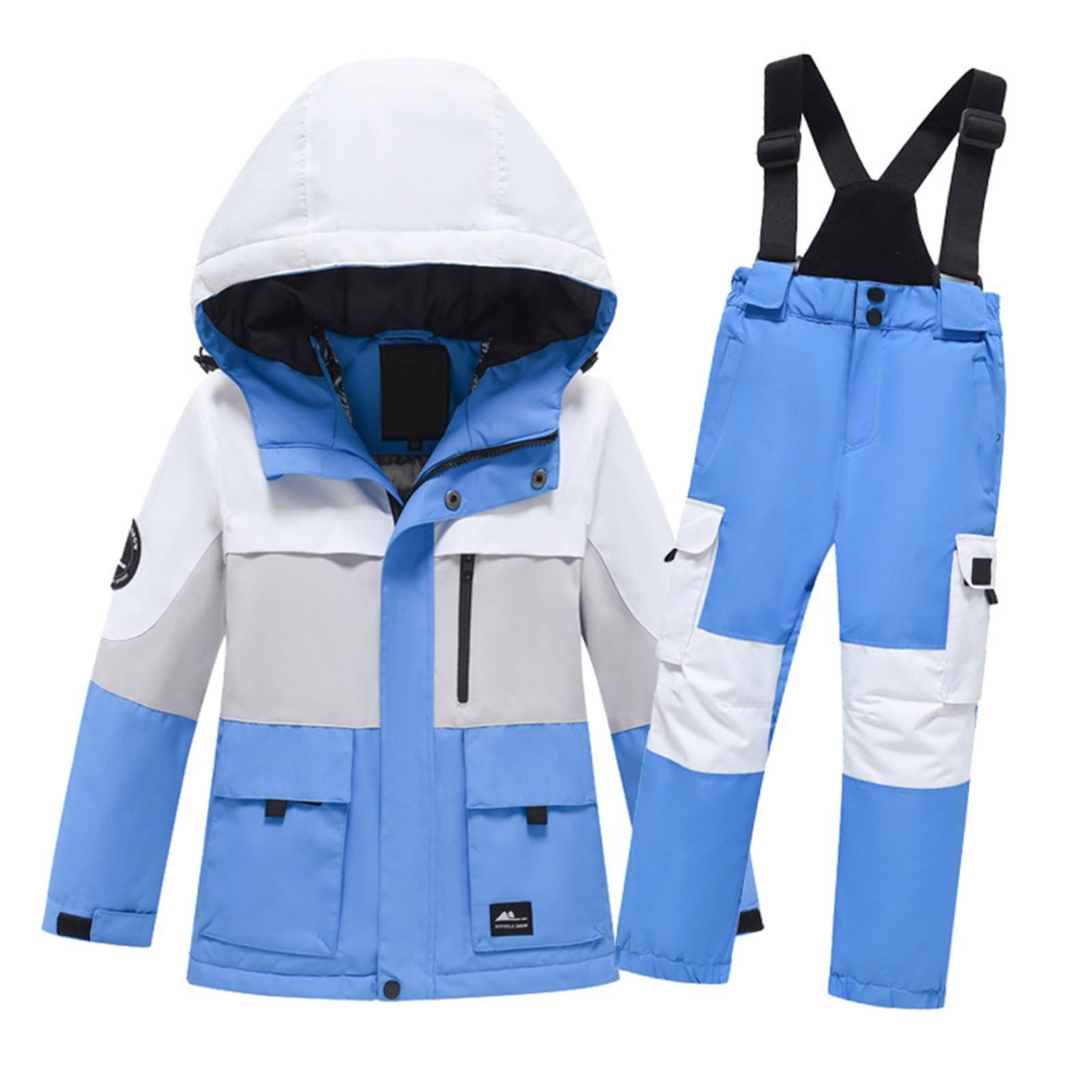 Ropa de ratón para bebé traje de esquí para niños y niñas y niñas, estampado de manga larga, terciopelo grueso, cálido, resistente al viento y al agua, parte superior y pantalón, ropa de bebé de 2