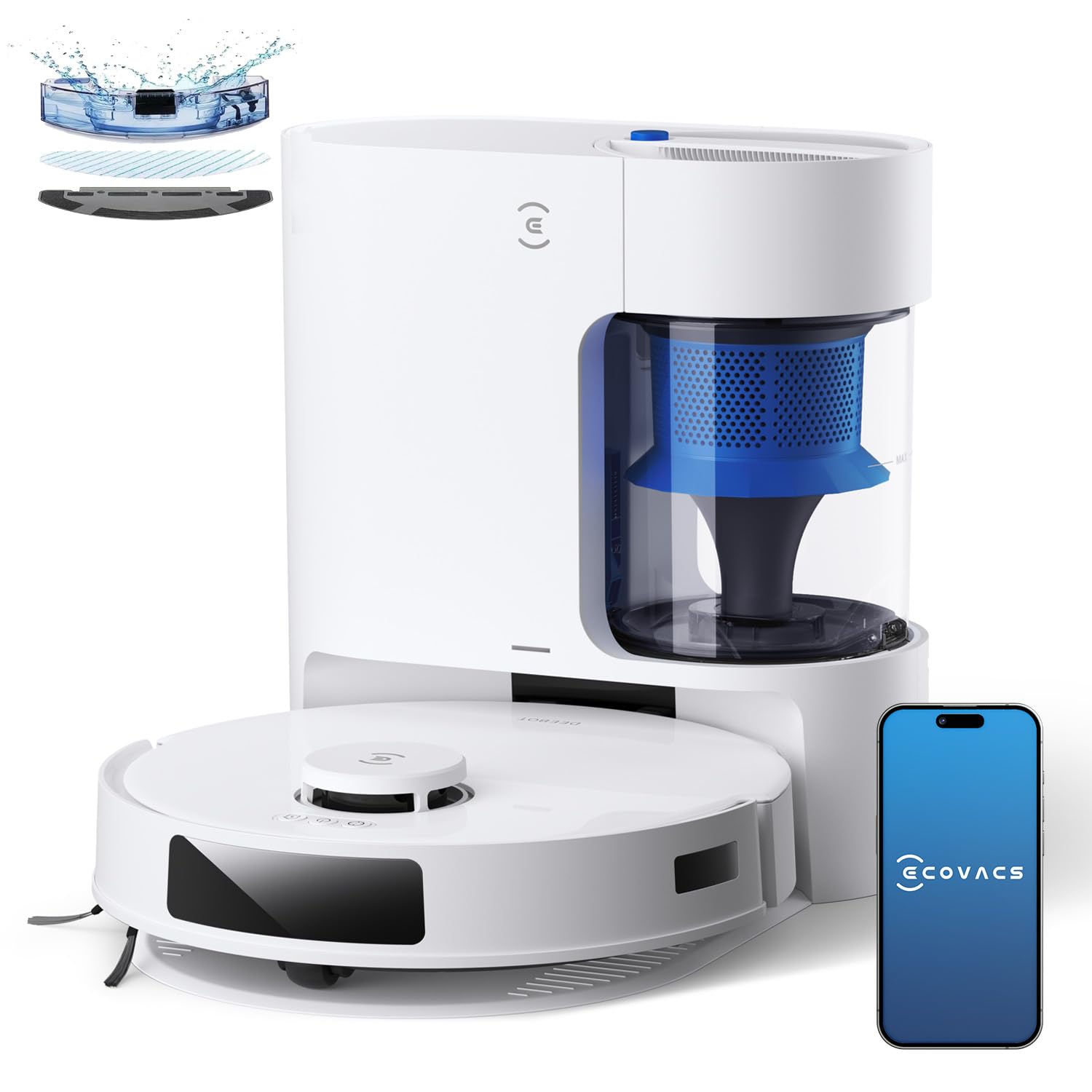 ECOVACS【Upgrade N10+】8000 Pa DEEBOT N20 Pro Plus Robot Vacuum Cleaner for Deep Cleaning and Mopping, Baglass Auto-Empty Station, Anti-Tangle Technology, TrueMapping Intelligent Path Planning, APP