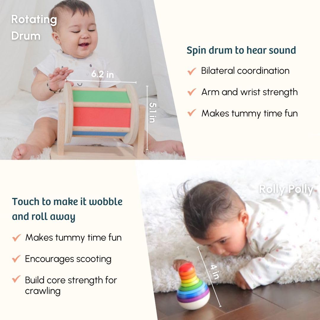 Curious Cub Montessori Learning Wooden Toys | Box 3: 5+ Month | Montessori Toys for 5+ Months | Learning Blocks,Sensory,Auditory & Memory Skills | Toddlers Activity Toys | New Born Baby Gift 1