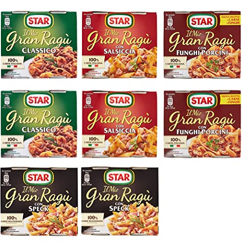 Testpaket Star ragù sughi pronti Fertige Saucen 8x(2x180g) 100% Italienisch Classico Salsiccia Funghi Porcini Speck