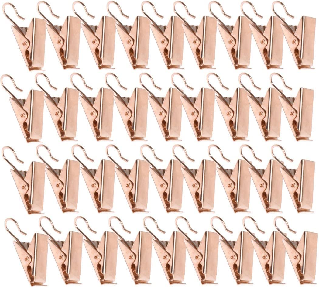 EISTEE Gardinenringe, Gardinenhaken, Aufhängeringe, 50 Stück, rostfreie Vorhänge aus mattem Edelstahl, Metall-Vorhangringe mit Clips for Kunstausstellungen (Color : G)