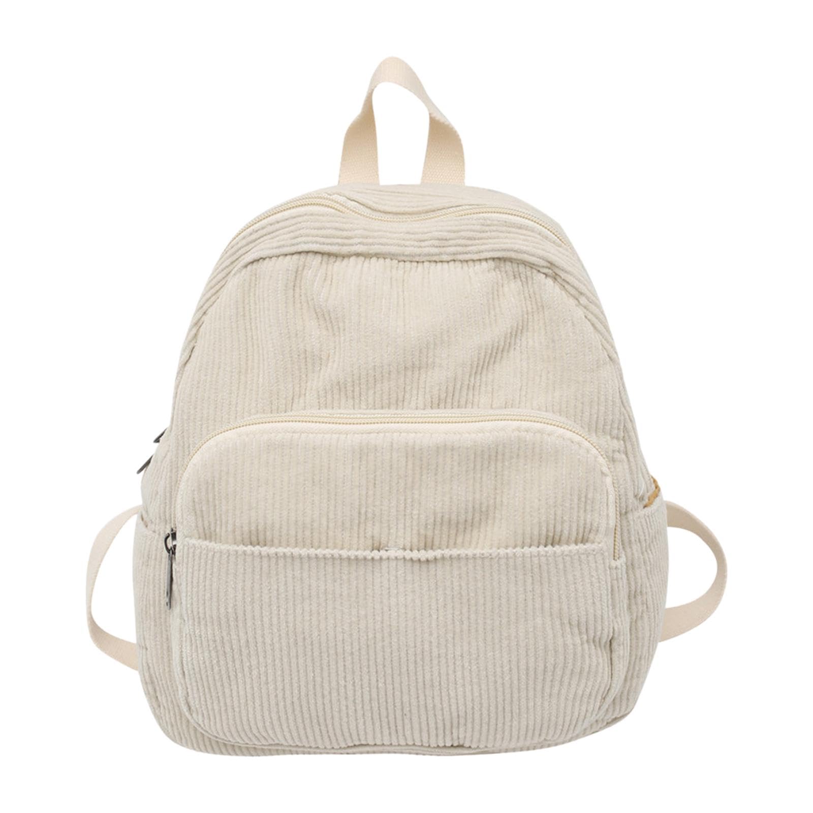 Fashion Backpack for Teen Girls Corduroy Rucksack for Party Shopping White-image-42