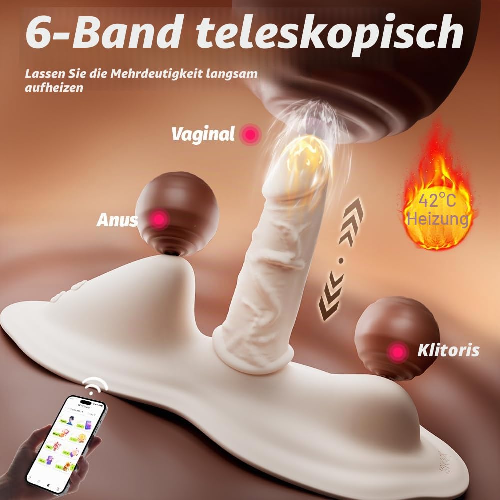 Aufsitz Dildo Vibratorensets für Frauen mit 6 Stoßmodi 6 Vibrations und Heizung G Punkt Vibration Perineum Klitoris Stimulator mit APP Fernbedienung Extrem Sex Spielzeug für die Frau Paare Sex Toyset