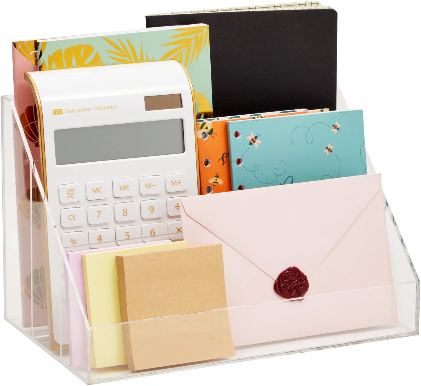 3-Slot Clear Acrylic Desk Organizer for Office and Home (10 x 6 x 6.5 in) : Office Products