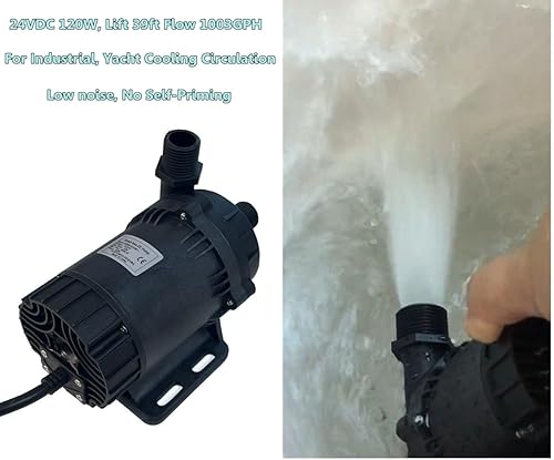Miniatura 4 de SHYSKY Potente bomba de agua DC sin escobillas de 24 V 120 W DC60E-24120S-1, bomba de agua sumergible, elevación 39 pies de flujo 1003GPH, bajo
