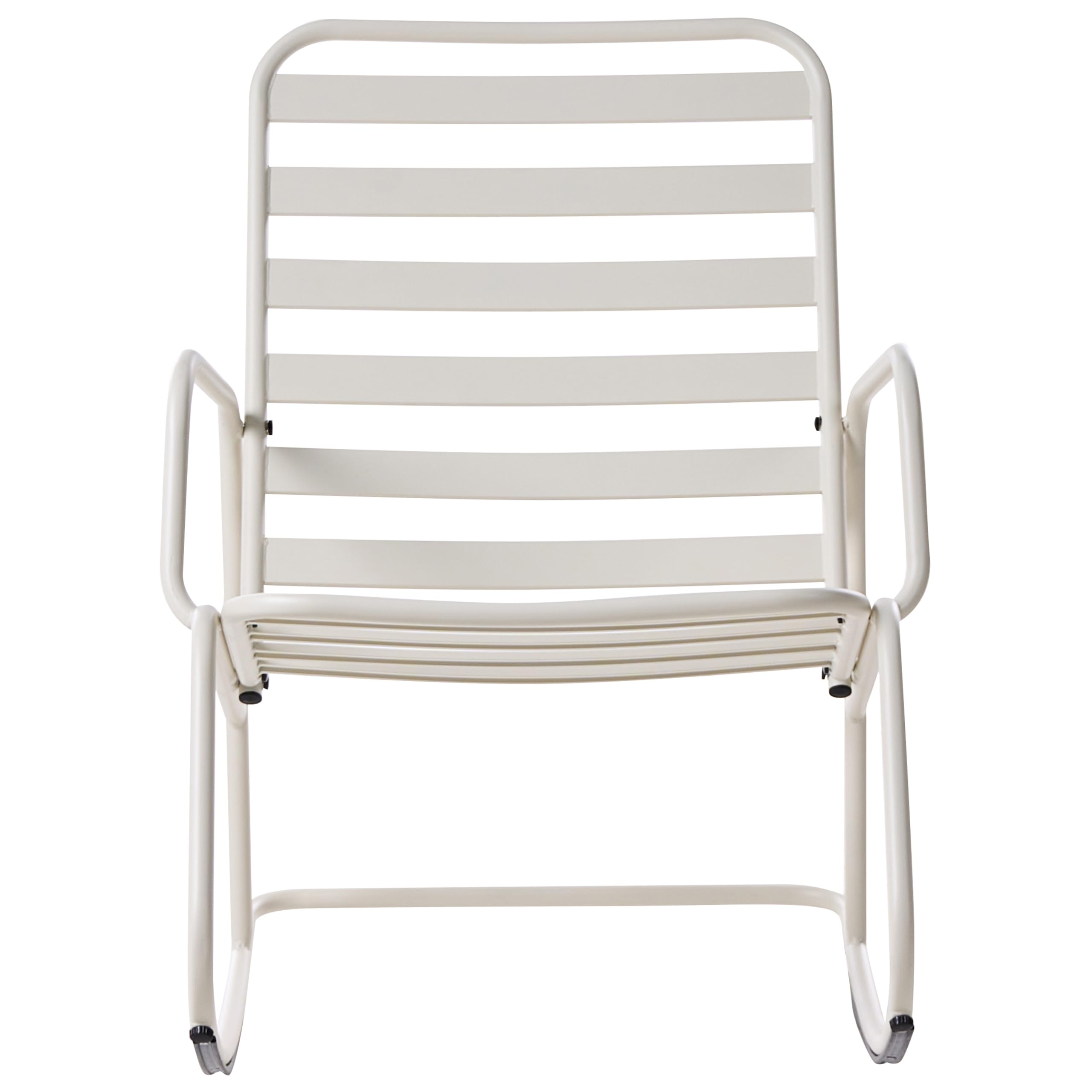 Beliani Sedia a dondolo da giardino moderna in metallo Design a doghe per esterni Alluminio bianco sporco