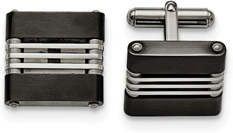 Stainless Steel, Brushed Black IP Cuff Links, 18X20MM