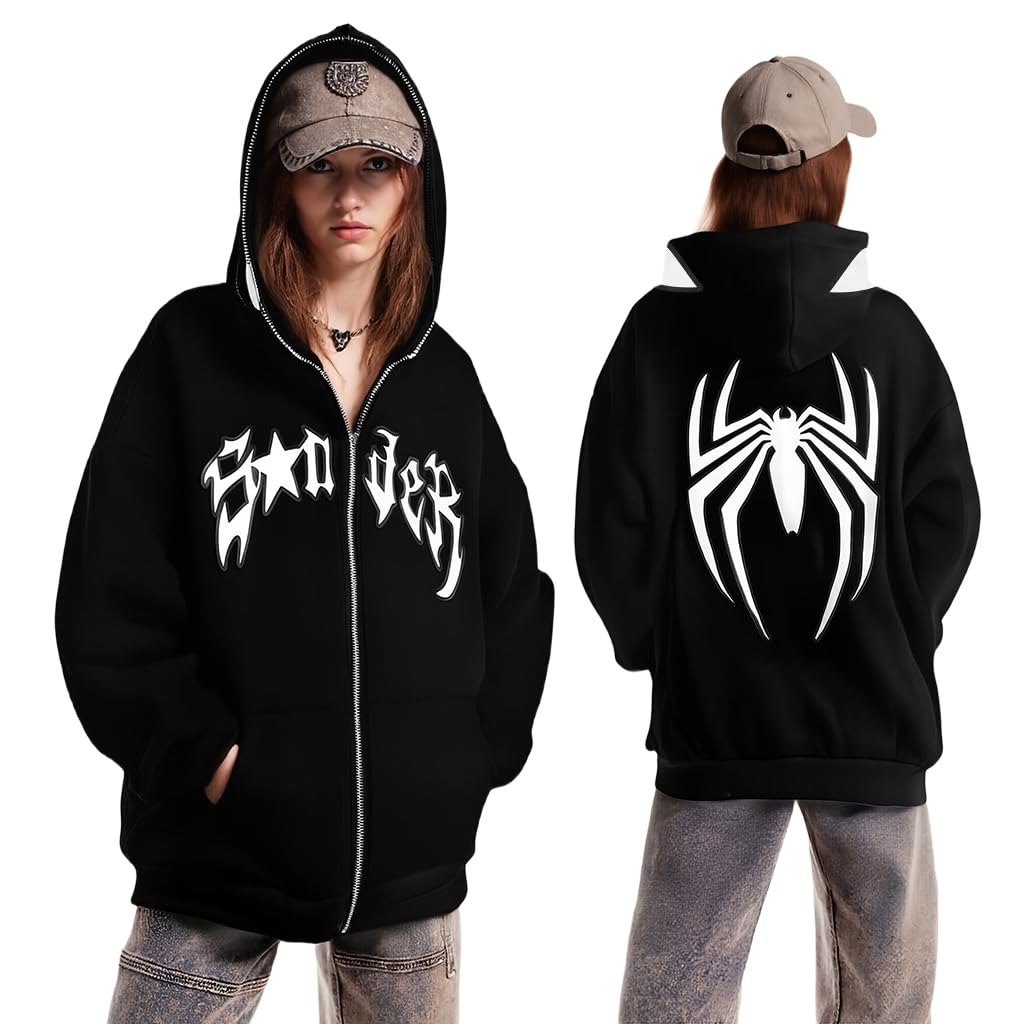 Buy GUSTAVE® Hoodie for Men Women Spider Full Zip Hoodie Y2k