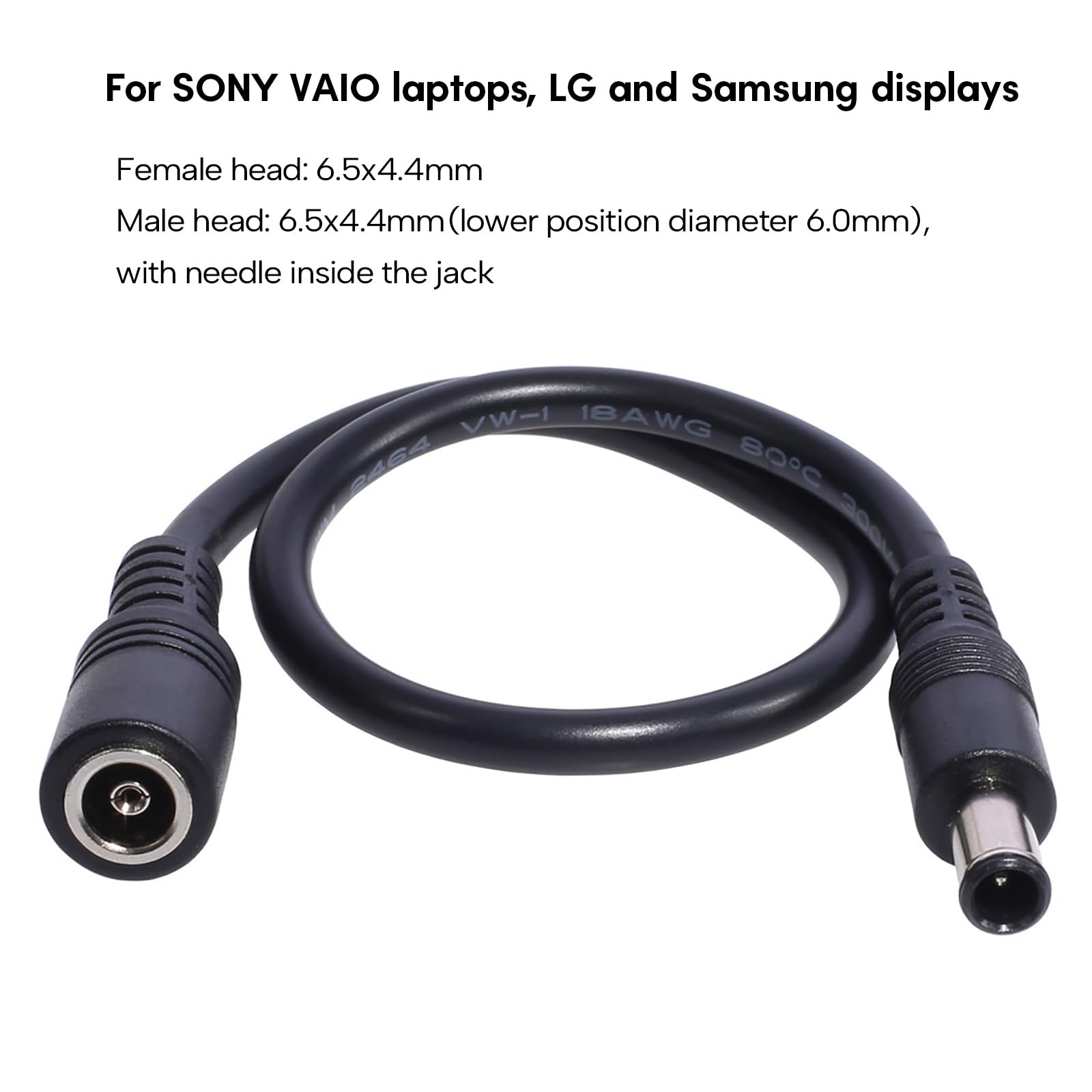 Cable de extensión macho a hembra 6044 Conector 6.5x4.4mm Cable conexión Cable para monitores de pantalla de ordenador
