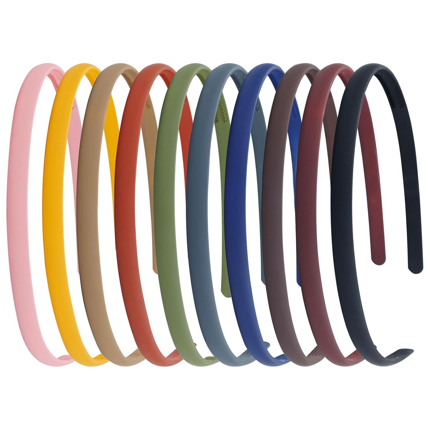 bakefy 12 Pieces Plastic Headbands for Girls and Women, Thin Plain Plastic Hairbands with Short Teeth in Colors for Rainbow Headbands DIY Hair Accessories-picture-13