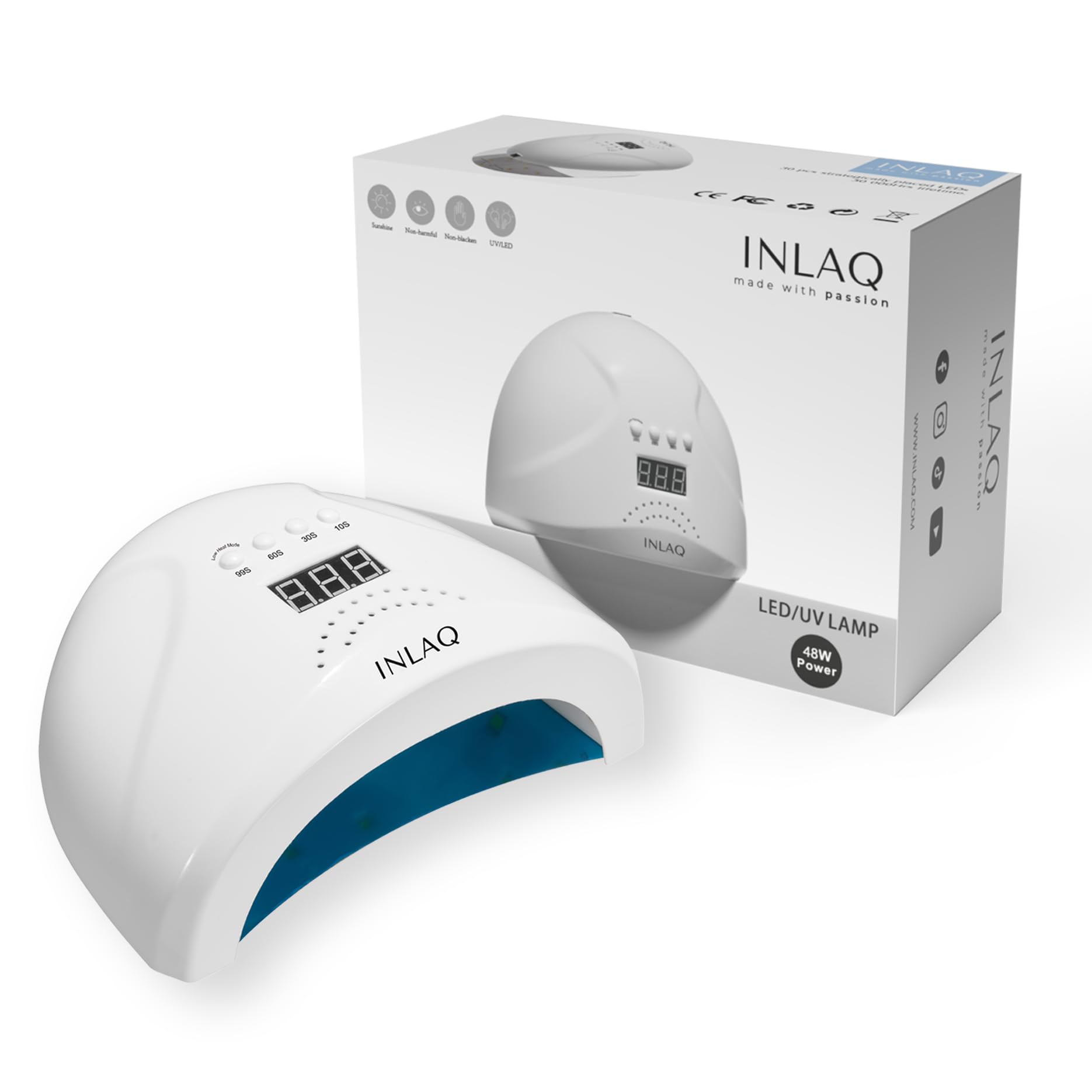 INLAQ® Dual UV/LED Hybrid-Nagellampe 48W - mit automatischem Sensor und LCD-Display für Heim und Nagelstudio, Geschenk zum Valentinstag für Frauen