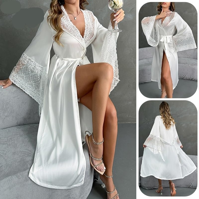 Satin dressing gowns, lace long-sleeved robes, and cool bathrobes for home wear3