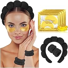 Spa Headbands for Washing Face or Facial, Skincare Headbands, Terry Cloth Headband Combo Pack - Puffy Makeup Headbands for Face Washing, Mask, Skin Treatment( Under Eye Mask ) - Bridesmaid Gifts - Vegan Self Care