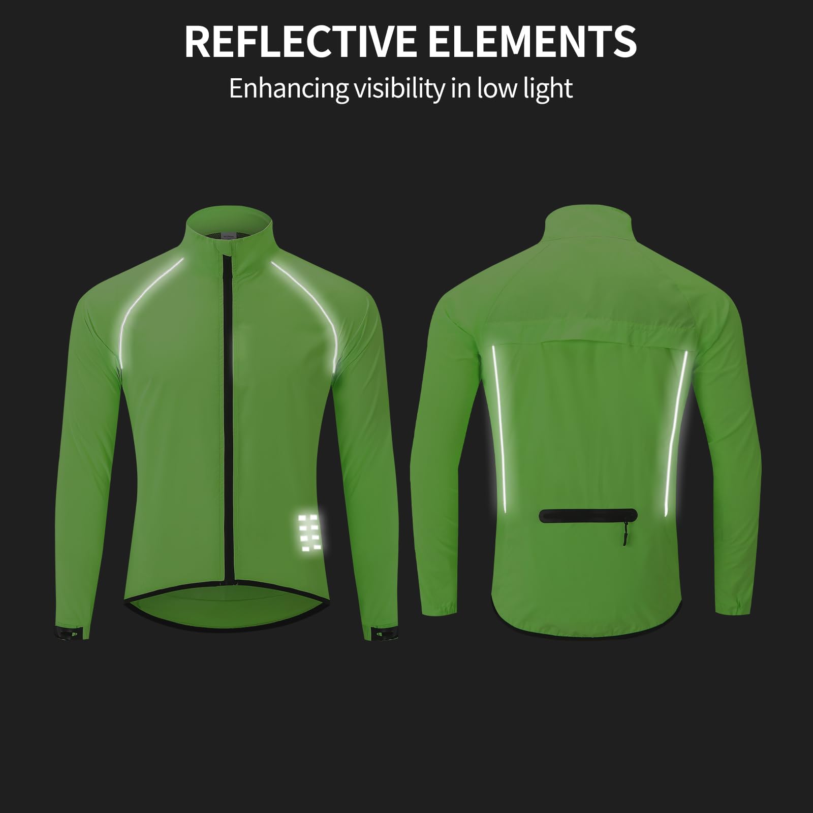 Chaquetas de ciclismo unisex para primavera verano y otoño Conjuntos ligeros de secado rápido Cortavientos transpirable de corte ajustado Reflectante duradero y ultraligero