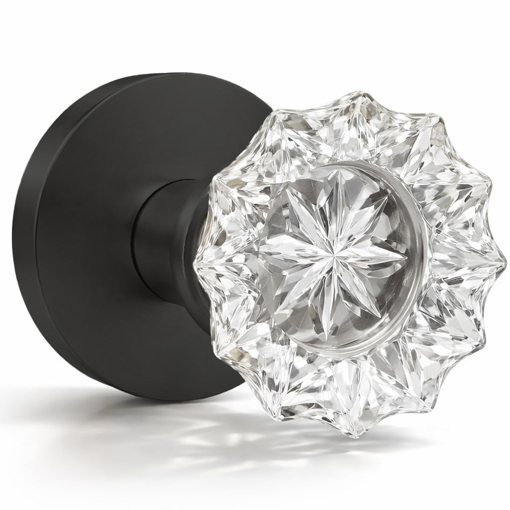 Photo 1 of Mega Handles Feerie Crystal Dummy Knob Matte Black (2-Pack) - Non-Turning