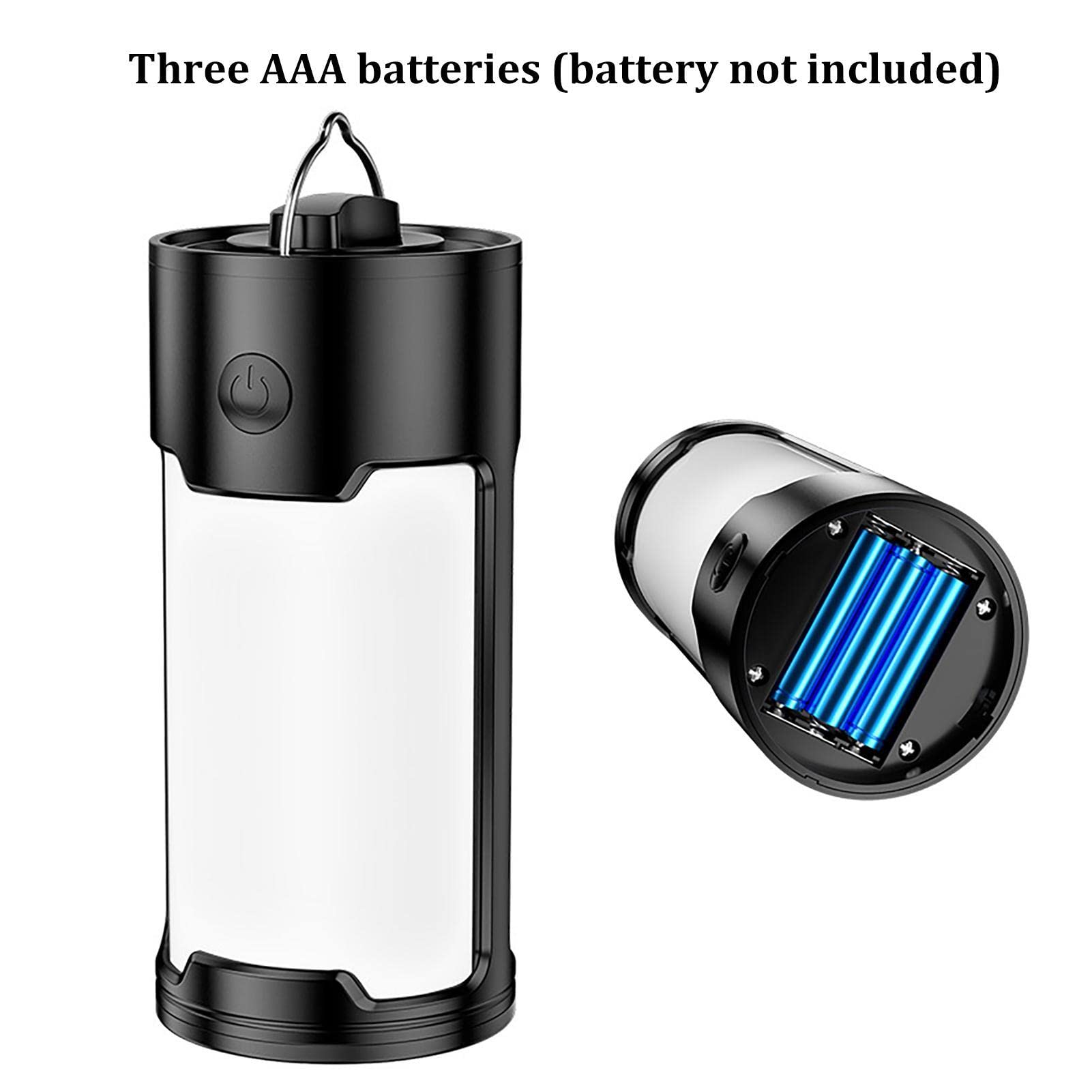 LIAISIMI 2 stuks led-campinglamp, opvouwbaar, waterdicht, campinglicht met haak, draagbare campinglantaarn voor tent, wandelen, vissen, werkt op batterijen (AAA, niet inbegrepen