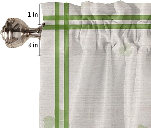 Miniatura 5 de Juego de cortinas de cocina, juego de cortinas y cenefas de cocina para el día de San Patricio, celosía verde, tréboles de la suerte, cortinas de