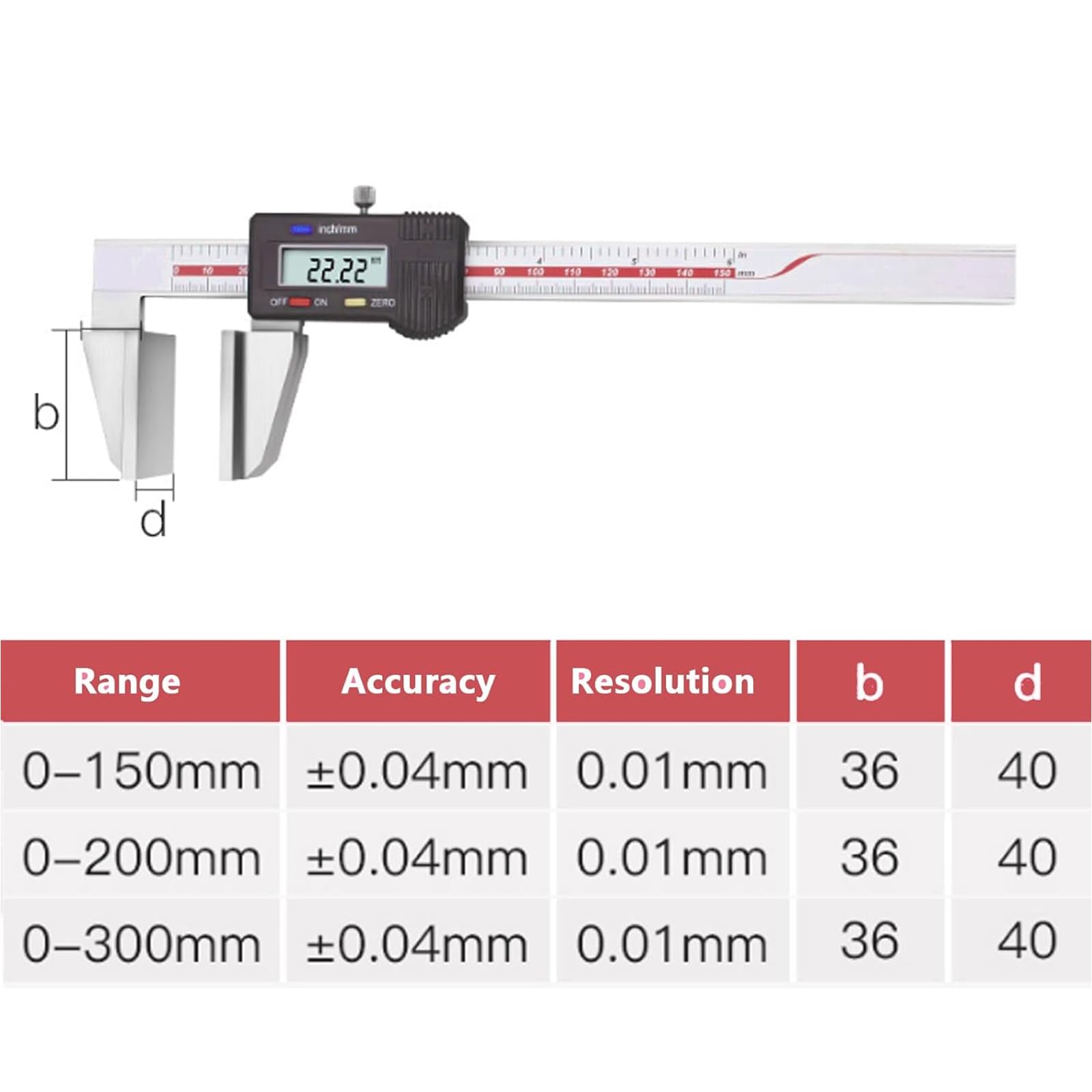 Digital Messschieber Messbereich 0-150 mm mit Breiter Messbacken, Großen Messflächen, LCD Display, Zoll/Metrik (150 mm)