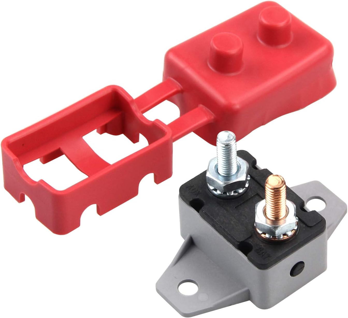 ZOOKOTO 12V/24V Stud Bolt Type Manual Reset Circuit Breaker 50A with Cover for Marine Boat, Battery Chargers, Trucks, Buses, Electric Cars, Car Engines, etc