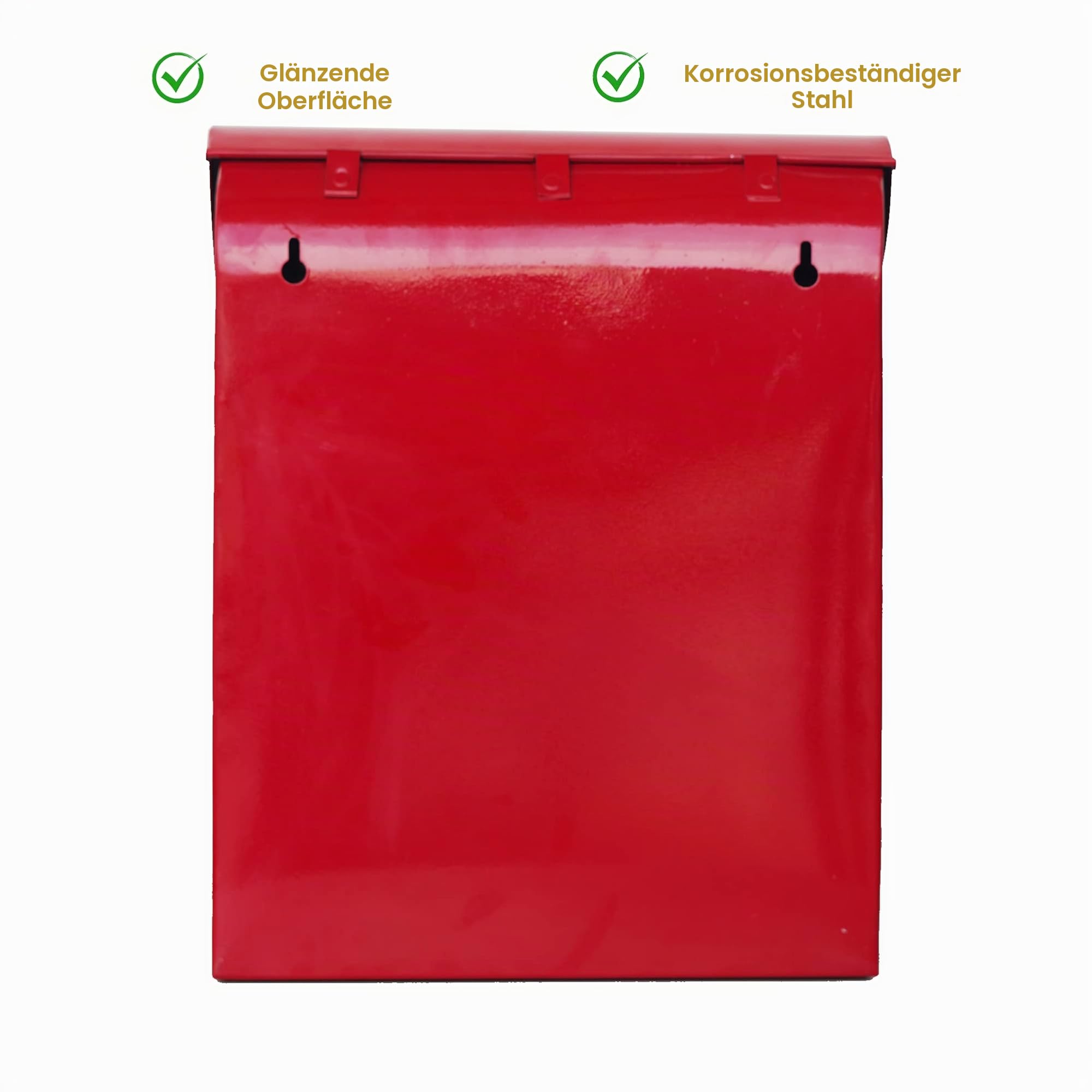 Assorted Collections Roter Briefkasten, Wandbriefkasten mit einfachem Zugang, ohne Schloss, für den Außenbereich, wetterfester und langlebiger Briefkasten, einfache Installation, Starke Konstruktion