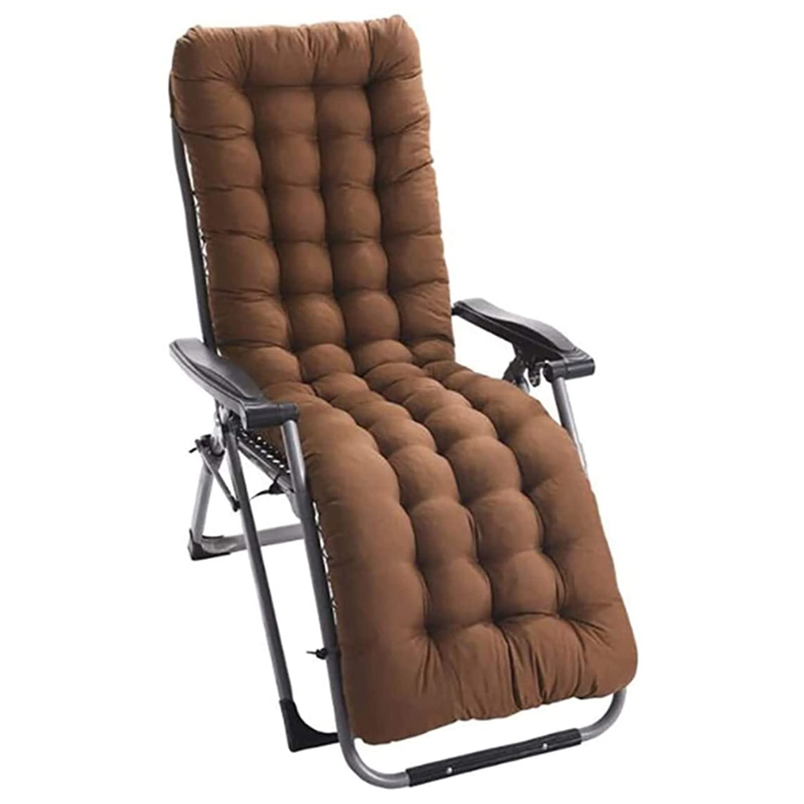 PIPOEI Relaxation Deck Chair Pad Lounger for Travel, 8cm Thick Breathable Deck Chair, Lightweight Sun Lounger for Patio Indoor Outdoor Reclining Cushion - 155x48x8cm(No Deck Chair)(Color:Light Color)