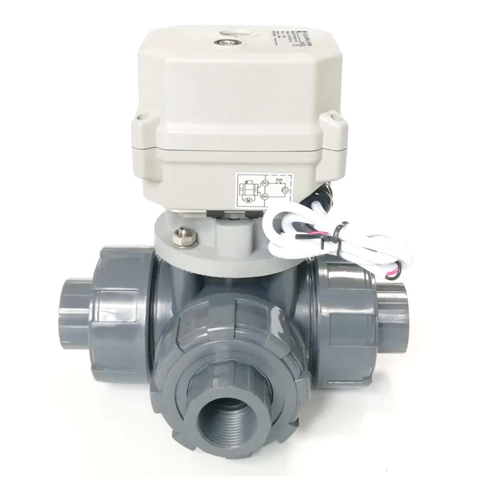 Valvola a sfera motorizzata elettrica DN15 da 1/2 pollici a 3 vie con valvola elettrica dell'acqua DC12V a 2 fili con comando manuale 1 pz(L Type Bore,NPT THREAD_DC12V_CR202)
