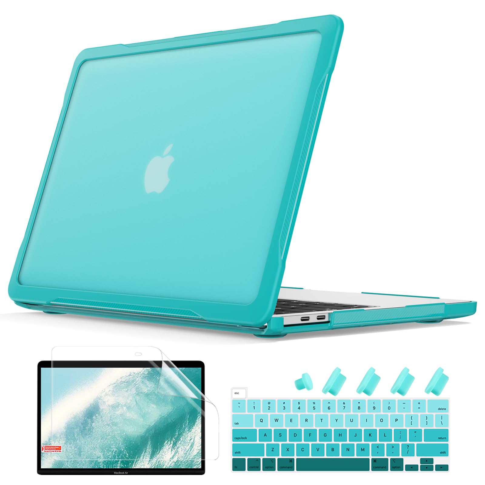 Batianda 4-in-1 Ultimate Case for New MacBook Pro 13 inch 2022 2020 Model A2338 M2 M1 Chip A2251 A2289 - Matte Translucent Rugged Armor Shell with