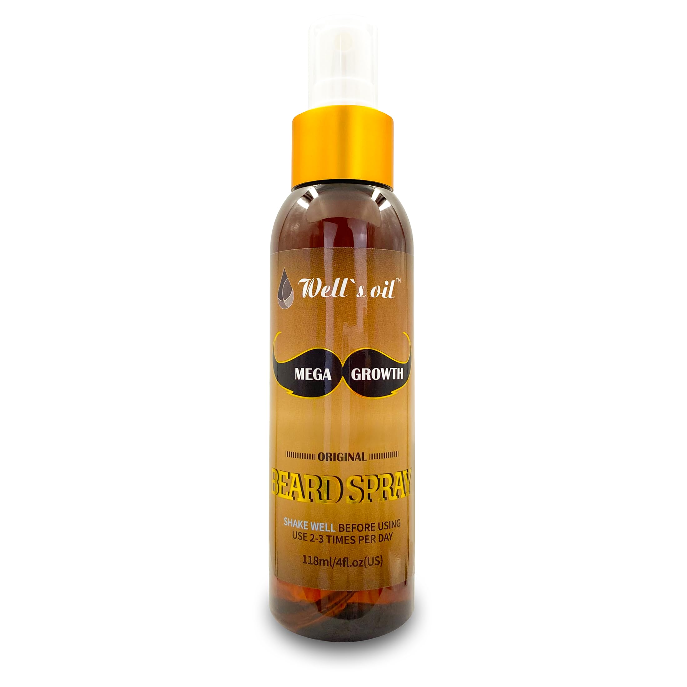 Well's Oil Mega Growth Beard Spray | Original Scent | For Men’s Beard Care | Beard Conditioning Spray | 4 fl oz