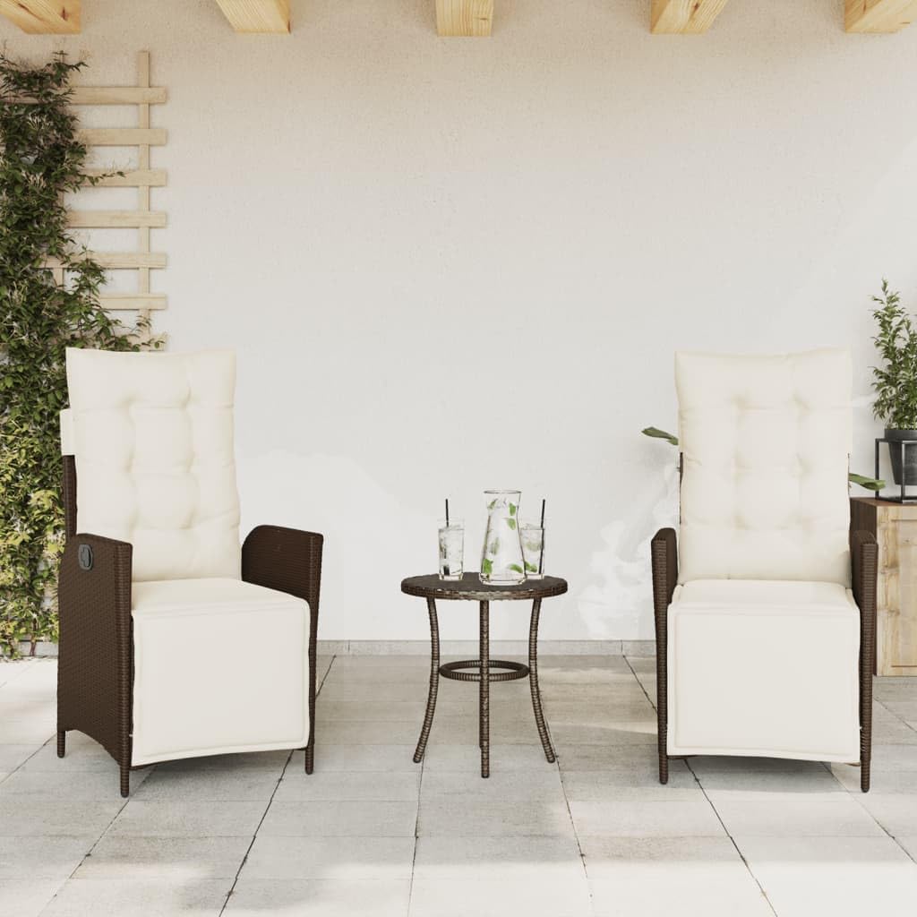 Set da bistrot 3 pezzi con cuscini marroni