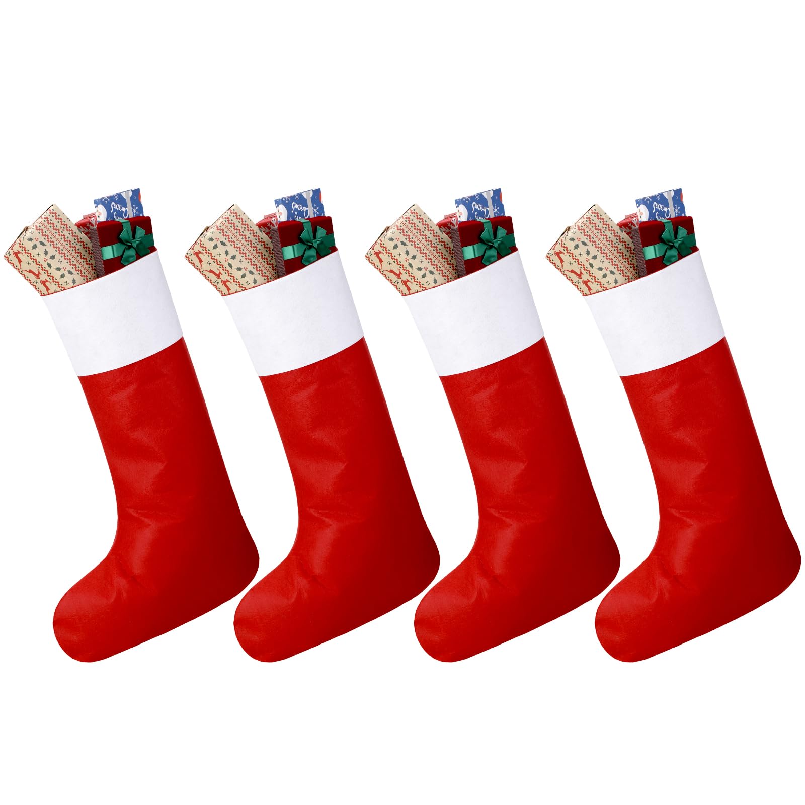 Shinymoon 4 medias de Navidad grandes de fieltro, medias de Navidad gigantes, rellenables, para Navidad, vacaciones, aula, hogar, fiesta, decoración, 18.1 x 27.6 pulgadas (estilo clásico)