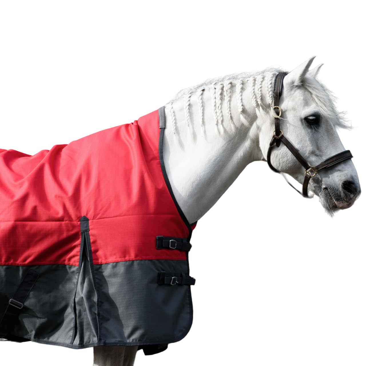 Pferdedecke 1200D High Neck Weidedecke Winterdecke Regendecke Turnout : 50g Red/Black 165