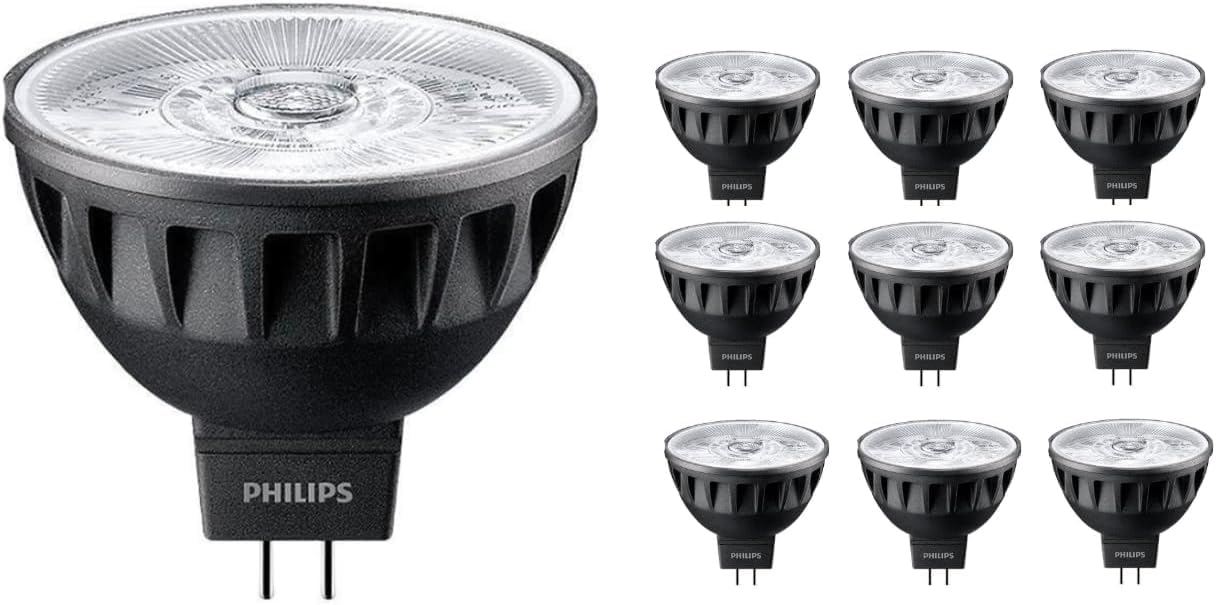 PHILIPS Master LED ExpertColor 6.7W MR16 Warm White (3000K) 10 Degree Beam Angle Dimmable - 10 Pack