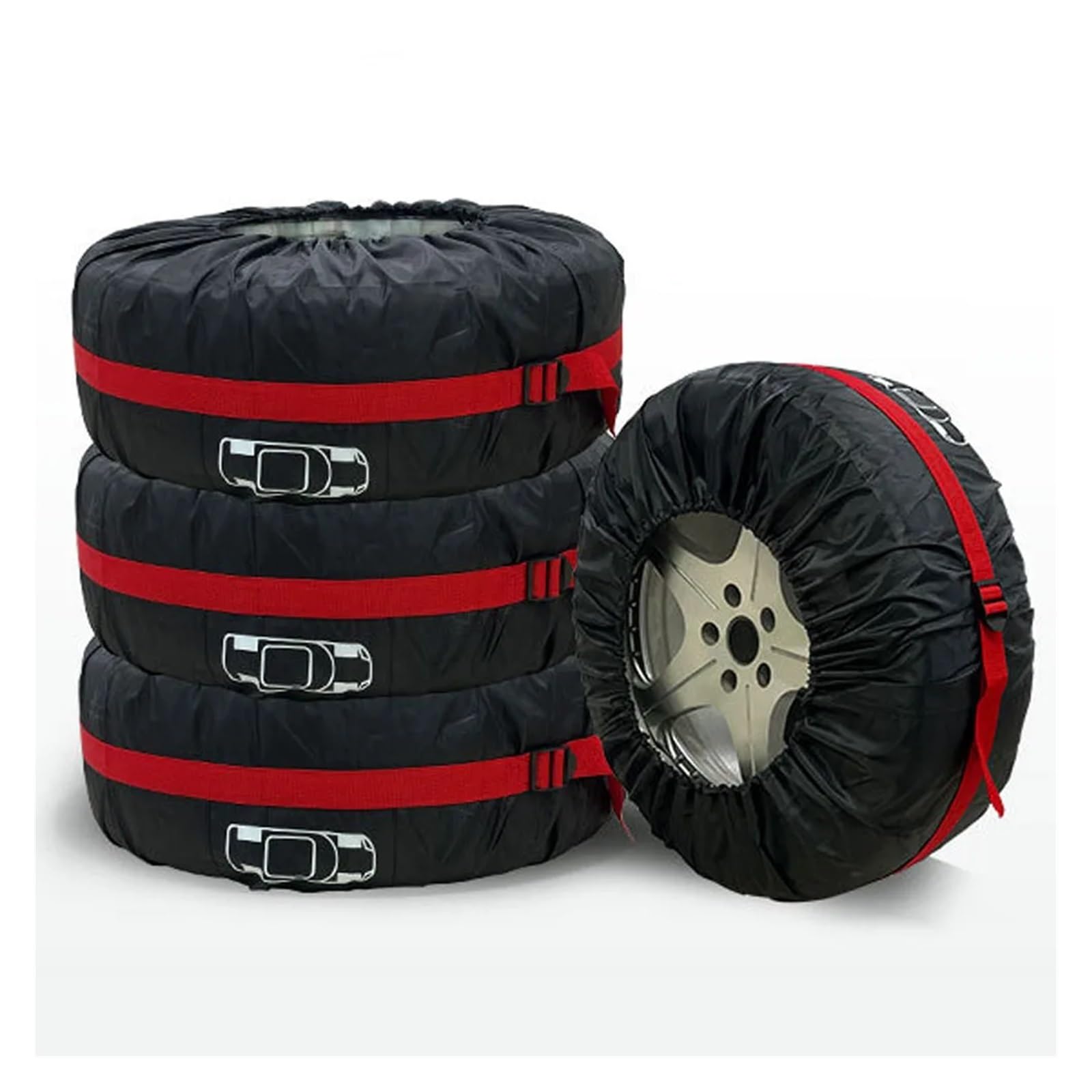 Auto-Ersatzreifenabdeckungen, 4 Stück/Lot, 210D Oxford-Gewebe, Auto-Ersatzreifenabdeckung, Rad-Aufbewahrungstaschen, staubdichte Schutzhülle, tragbare Radtasche (210D-M, 4 Stück)