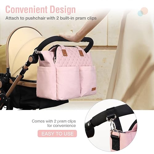 Miniatura 5 de Lekebaby Bolsa de pañales para mamá y niñas, color rosa