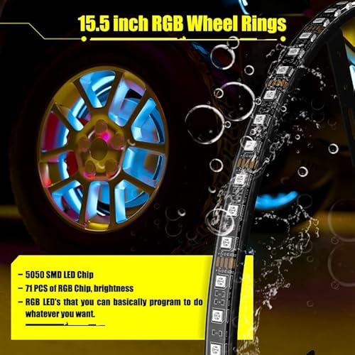 Sunpie Wheel Lights For Truck Wheel Well Lights For Truck Rgb Ring Kit Sync To Music Color Changing With Remote Switch Extension Wires For Car Truck With 18 Or 19Inch Tire #TOP1