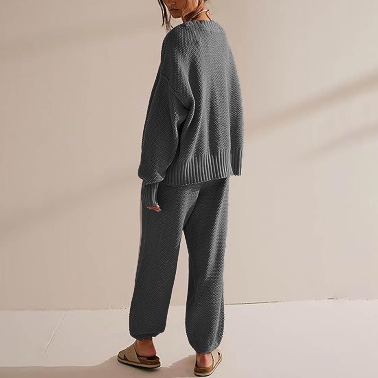 Set di pantaloni e pantaloni a maniche lunghe tinta unita, alla moda, casual