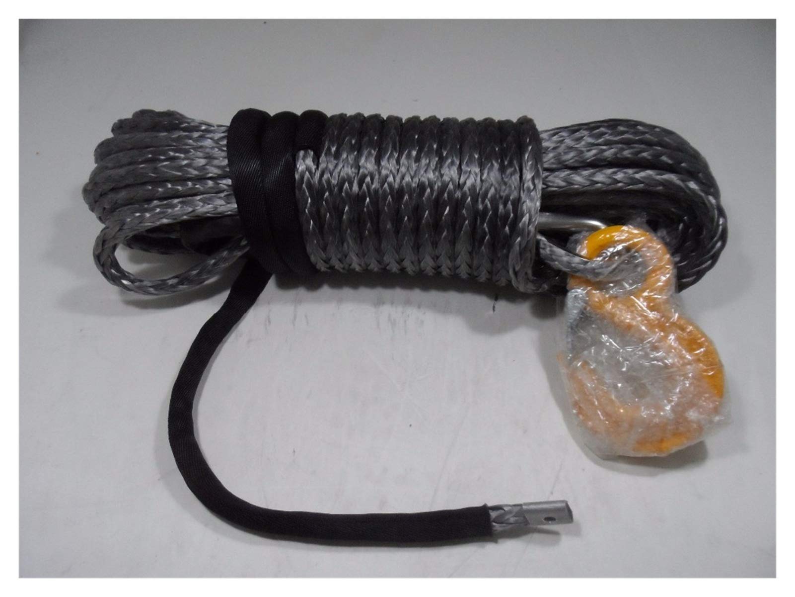 Winch Rope, Black 12mm*30m Synthetic Winch Rope with Hook,Off Road Rope,Plasma Winch Cable,UHMWPE Rope