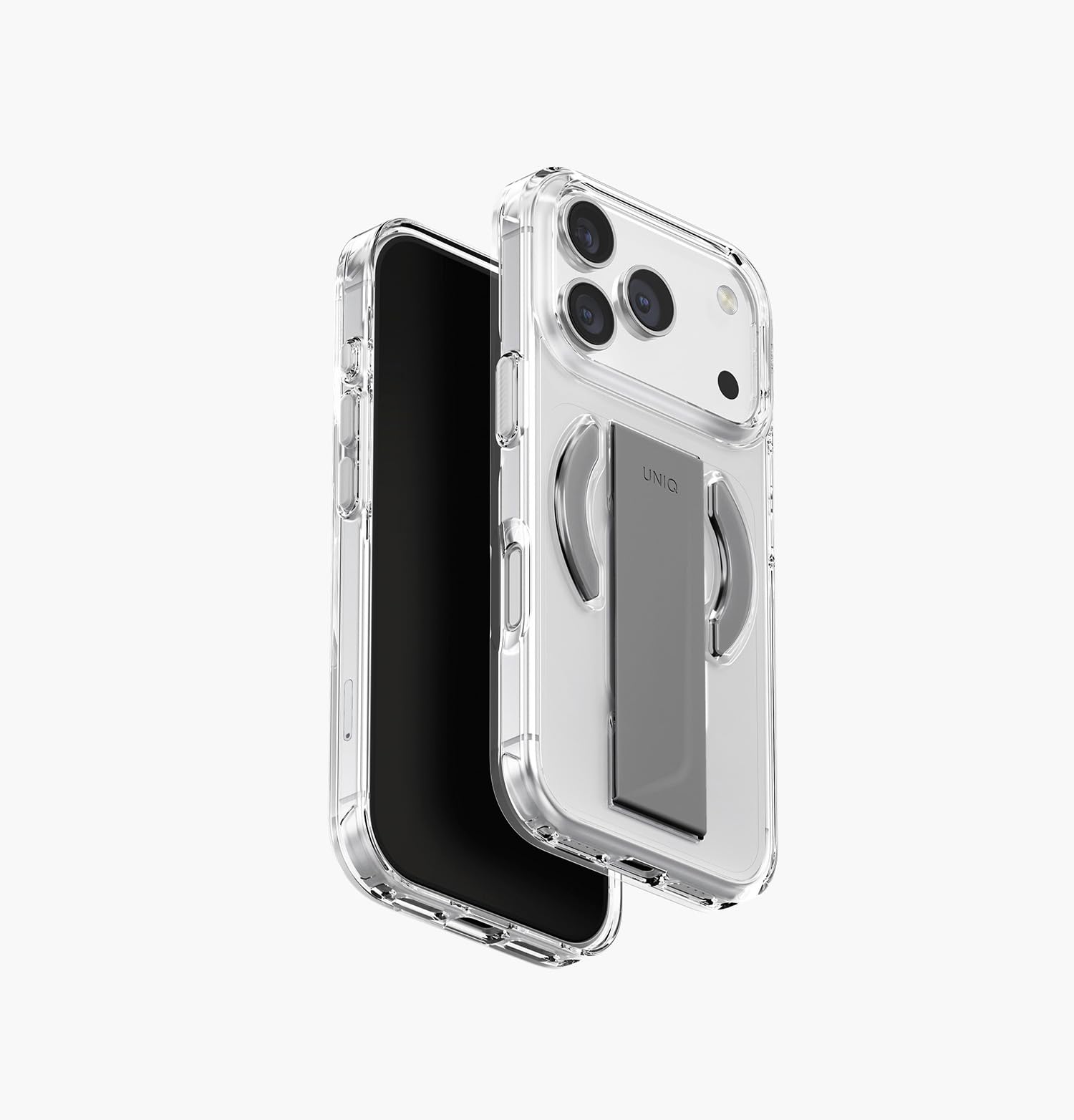 UNIQ HELDRO AIR - Funda para iPhone 17 Pro (transparente transparente) | Ultra delgada minimalista + FlexGrip Funda multiusos para teléfono + carga magnética