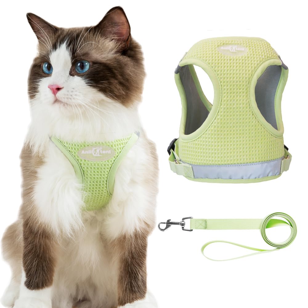 Anlitent Soft Mesh No Pull Cat Harness and Lead Set for Walking, Escape Proof Kitten Vest Harnesses for Small Dogs/Cats/Animals Rabbit, Cool Cat Dog Collar with Leash (Grey, X-Small) — view 14