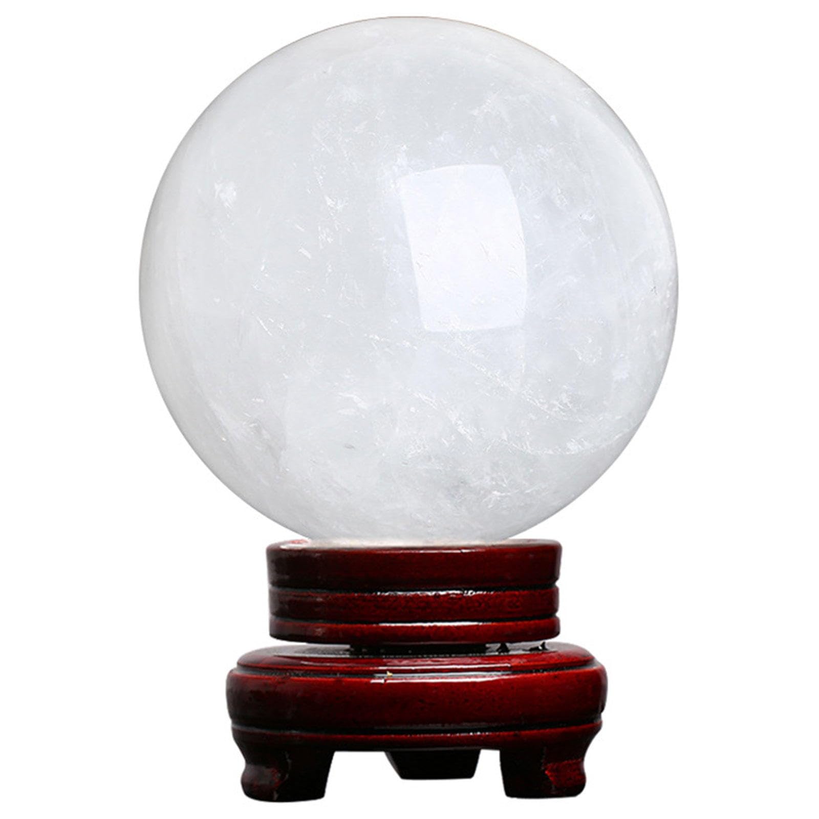 RVBLRDSE White Quartz Crystal Ball Sphere with Stand for Lucky Wealth Protect The House Home Decor Feng Shui Ornament,80mm Gemstone Stone
