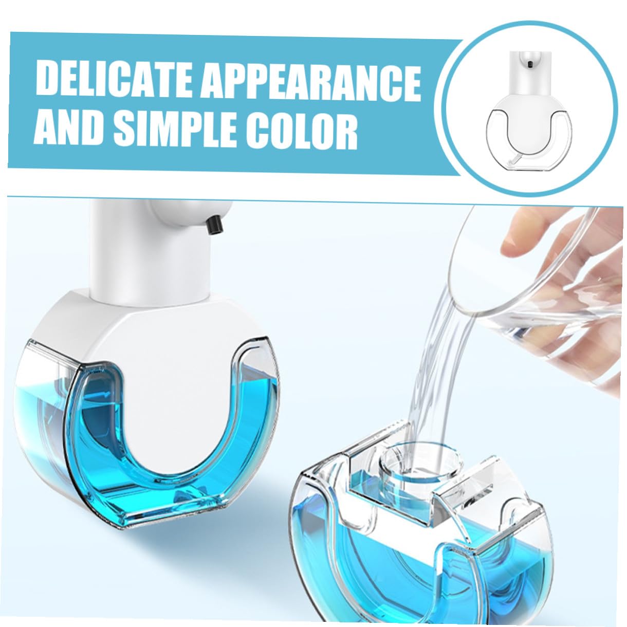 Dispenser di Sapone Automatico in Abs Sensore a Infrarossi Riutilizzabile 430ml Bianco 4 Livelli Regolabili per Uso Domestico da Tavolo o Parete