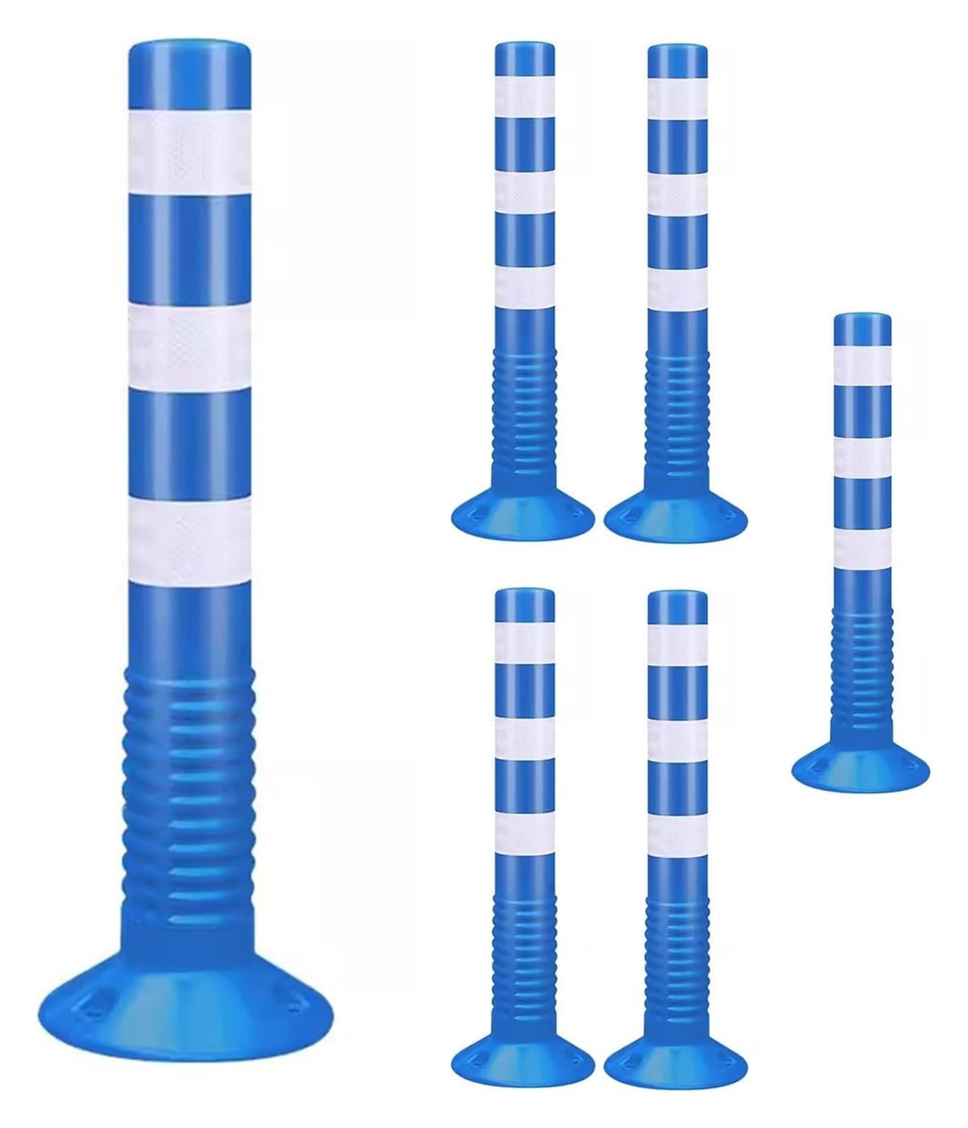 HCZKIUJY Traffic Delineator Post,Safety Warning Column, Parking Cones Traffic Delineator Safety Post for Parks/Garden Pathways/Streets Commercial Flexible Caution Bollard (Blue 6 Pack)