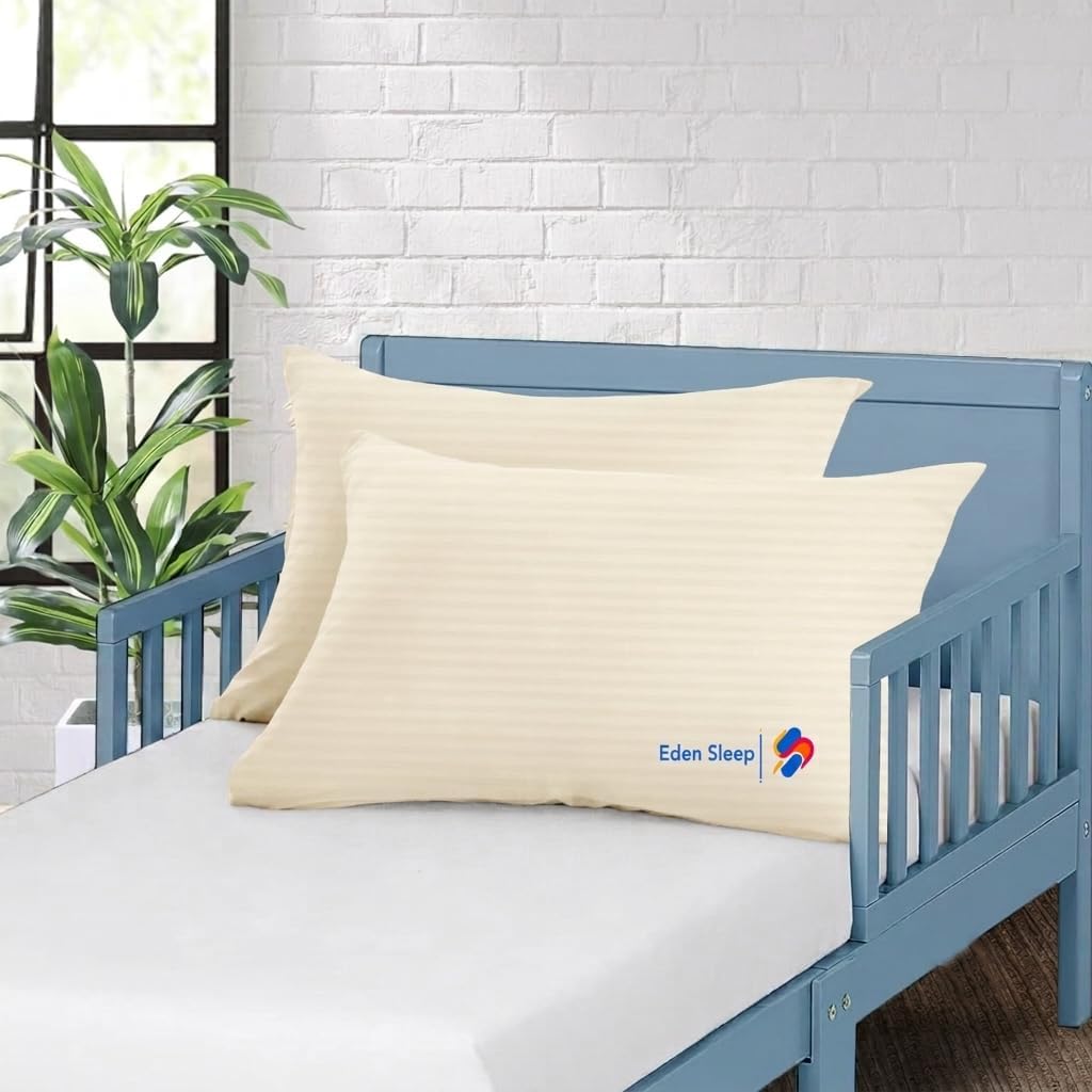 Toddler Travel Pillow Cases 12x16, Pack of 2 Zipper Closure Pillow Cover 100% Cotton Small Pillowcase, 500 Thread Count Nersury Pillowcase 12x16 inch, Taupe