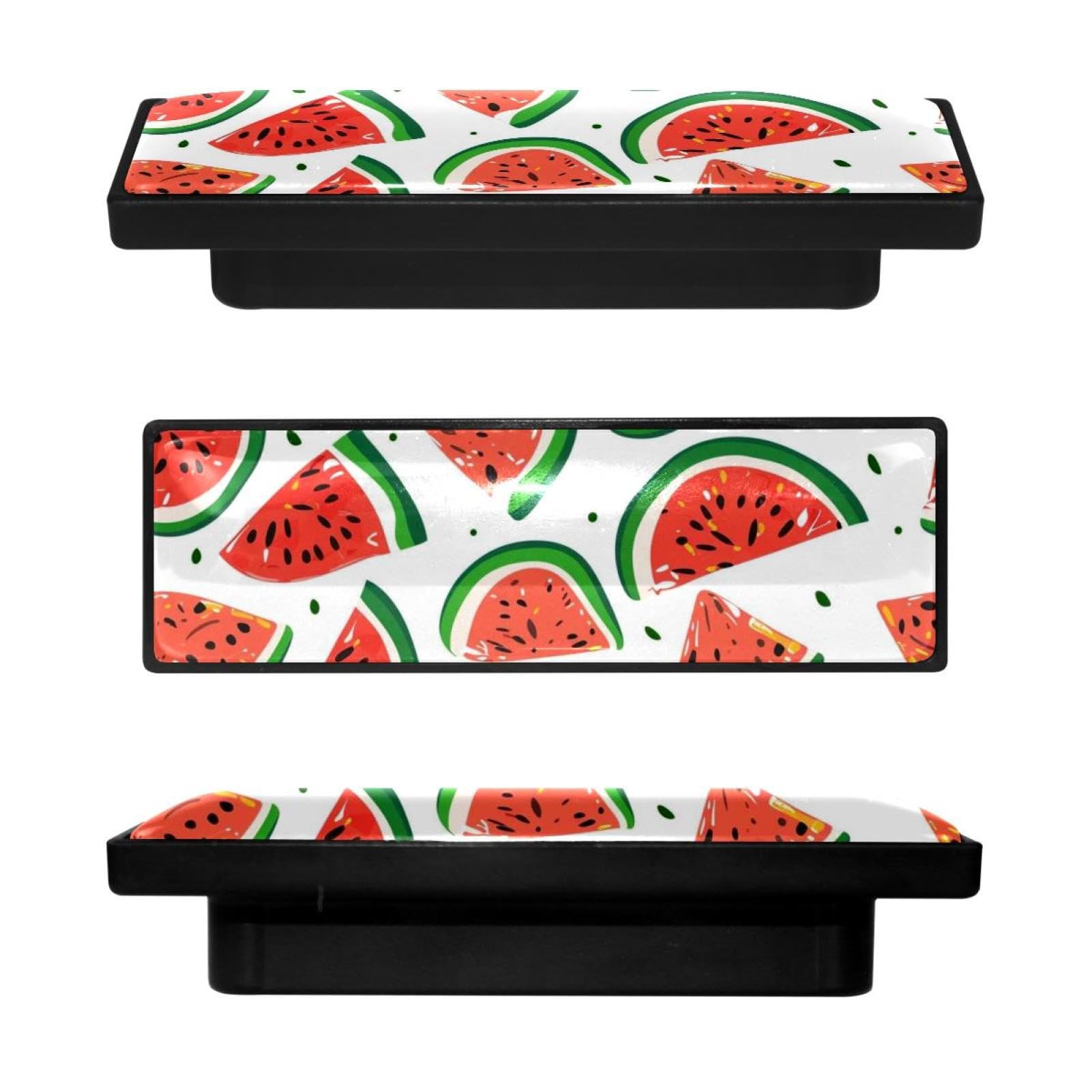 Boutons de placard rectangulaires motif pastèque pour cuisine et tiroir x4