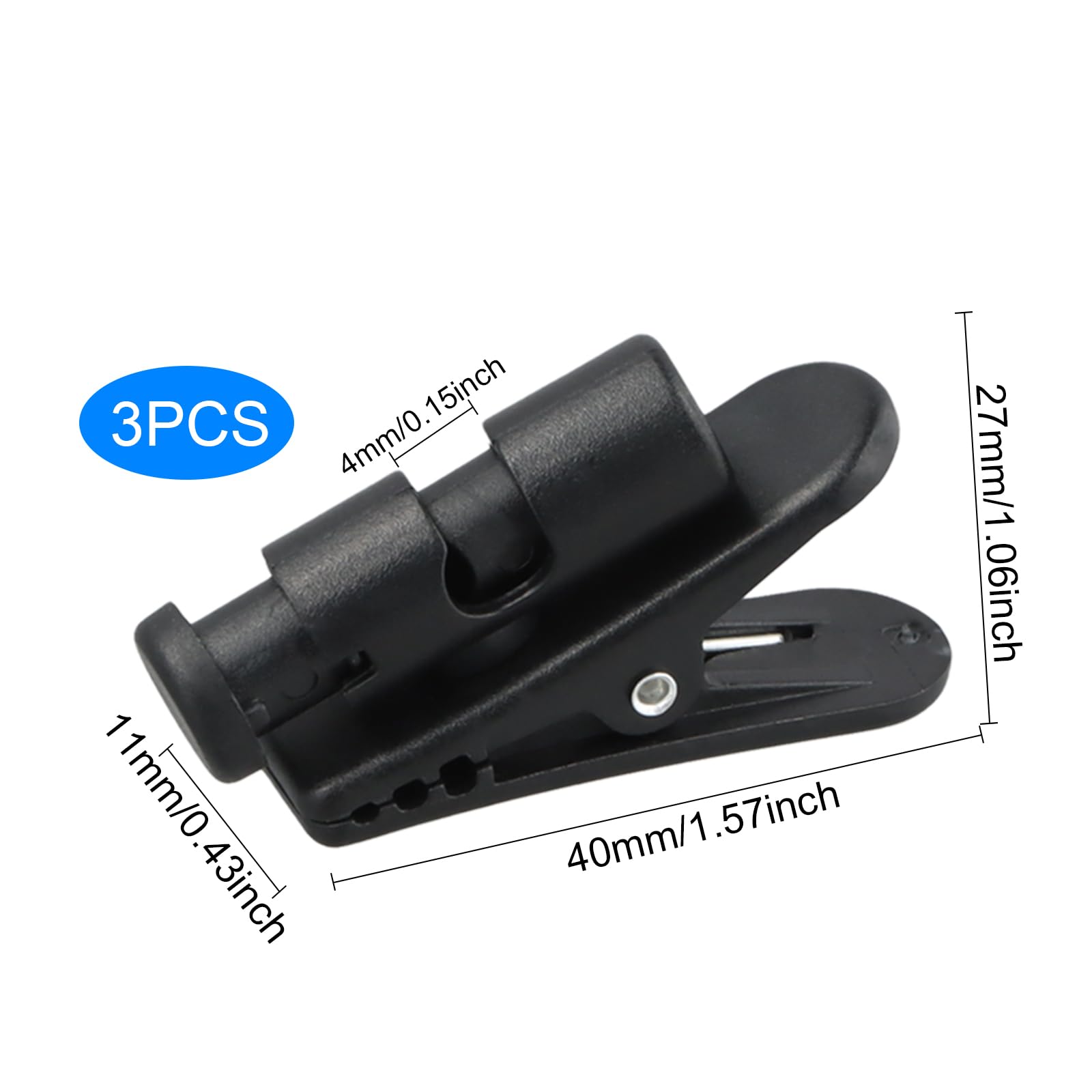3 Piezas Clips para Cable de Auriculares, Abrazadera de Ropa, Pinza de Fijación de Giro de 360 Grados para Alambres de 2 a 4 mm