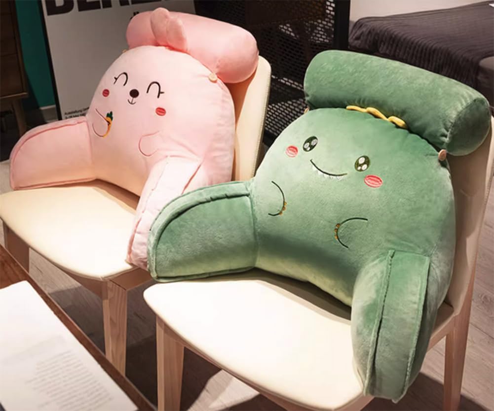 Cute Cartoon Bed Rest Reading Pillow Office Chairs Car Lumbar Back Cushion Soft Sofa Reading Rest Waist Support Pillow (Gray cat, 65×40×20CM/25.59"×15.7"×7.87")