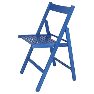 Aranaz | Silla Plegable | Diseño Moderno | Sillas Plegables y Ligeras para Exterior, Jardín o Terraza | Sillón con Reposabrazos y Respaldo | Asiento de Playa | Madera de Haya | Azul | 43 x 47 x 79 cm
