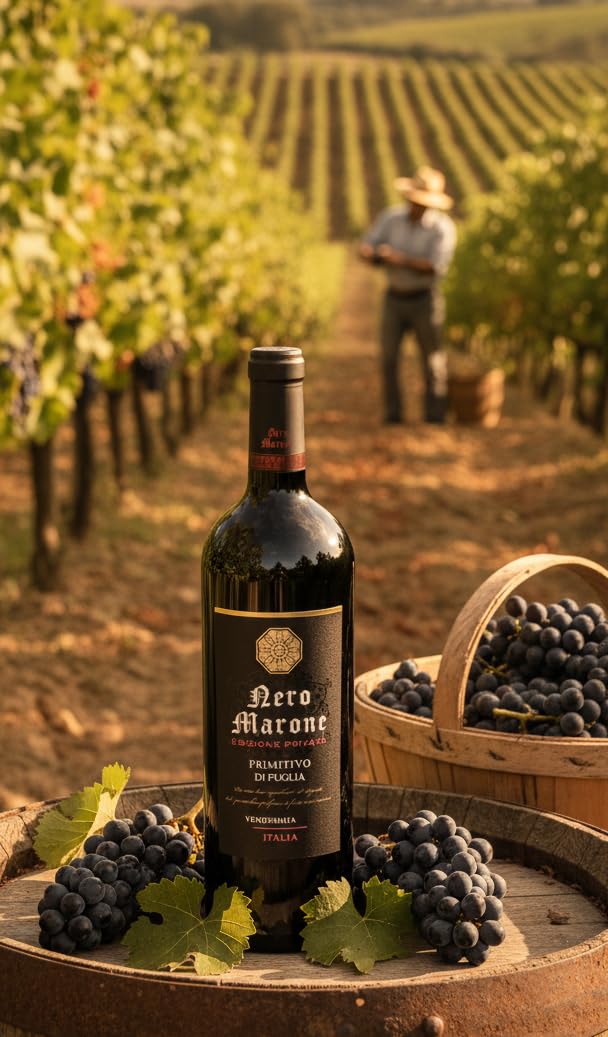 Nero Marone - Vin rouge italien, Primitivo IGT Puglia (6 x 0.75 L)