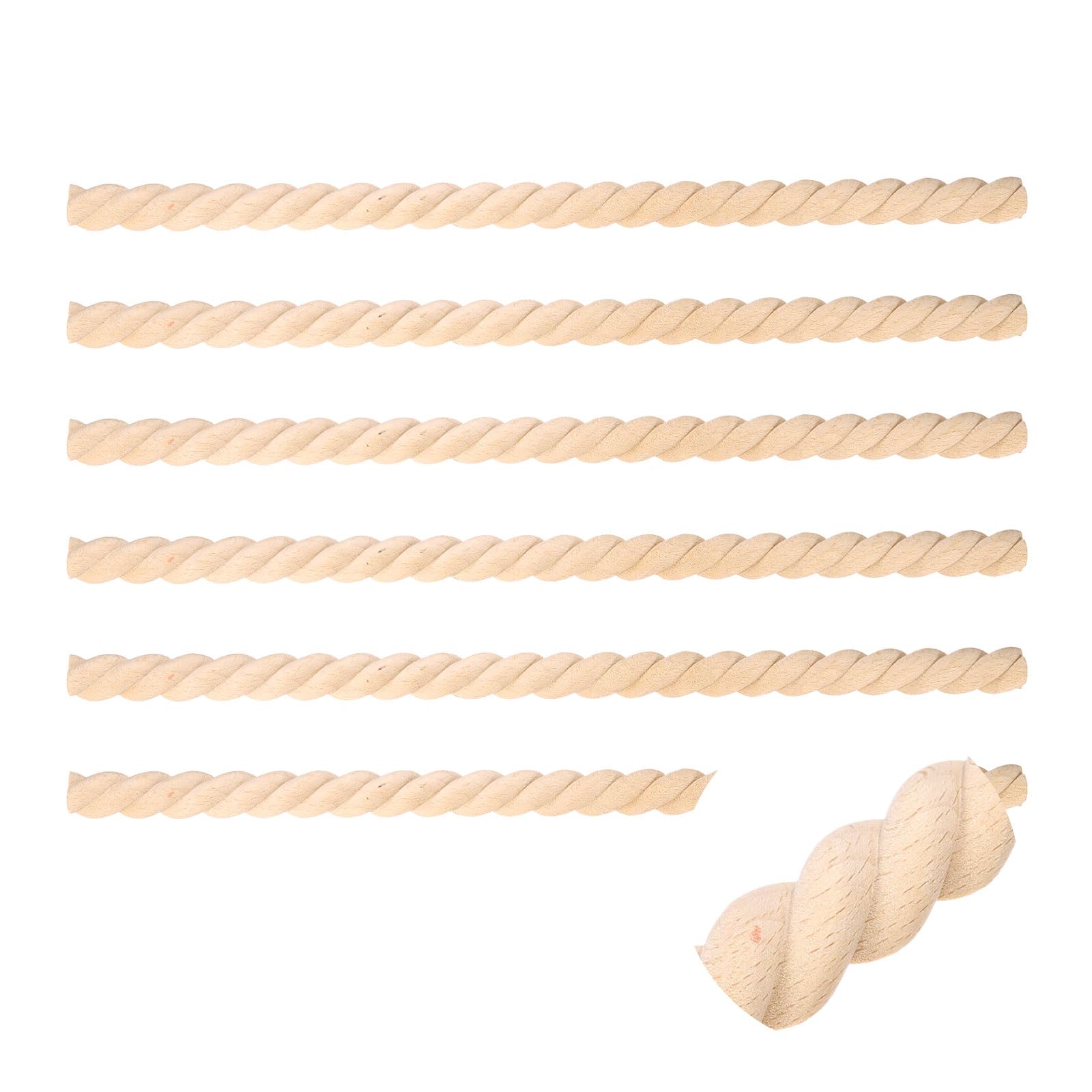 sourcing map 6Pcs 20mm Decorative Wood Trim,Unfinished 3D,Twist