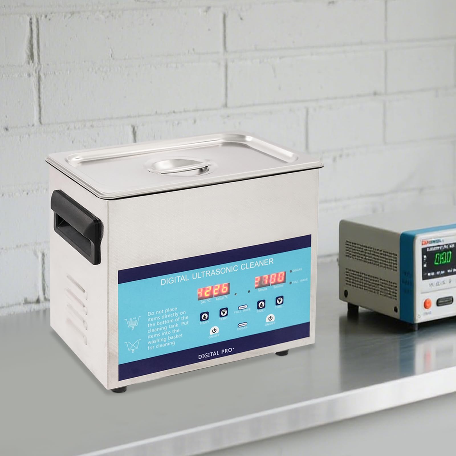 Dispositivo de limpieza por ultrasonidos, limpiador ultrasónico, limpiador de joyas, limpiador industrial para laboratorio, joyas, piezas de reloj, gafas, con depósito de 3 L